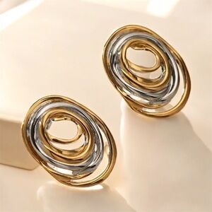 Gold and Silver Swirl Earrings